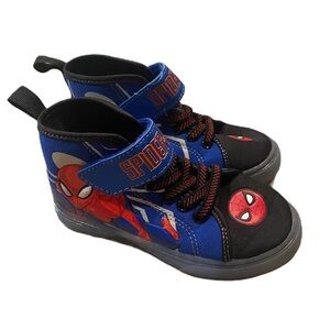 Spider-Man High Top Sneakers Sz 11 Blue Red Shoes Kids Boys